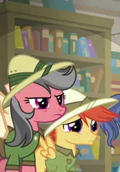 Size: 501x720 | Tagged: safe, derpibooru import, screencap, unnamed character, unnamed pony, earth pony, pony, daring doubt, candid snap, daring do costume, female, hat, image, mare, png, viewfinder (character)