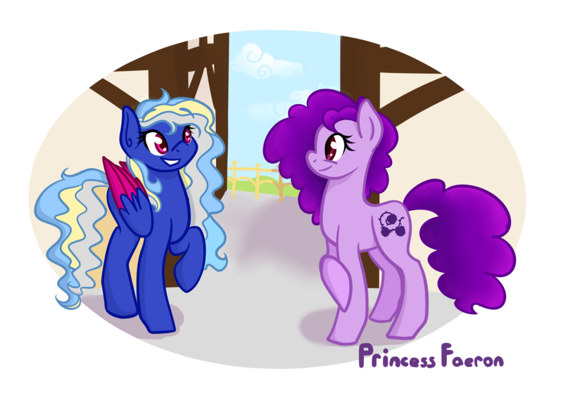 Size: 4211x2957 | Tagged: safe, artist:princessfaeron, derpibooru import, oc, oc:bramble light, oc:starlight cascade, unofficial characters only, earth pony, pegasus, pony, colored wings, female, image, mare, png, simple background, transparent background, two toned wings, wings