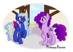 Size: 4211x2957 | Tagged: safe, artist:princessfaeron, derpibooru import, oc, oc:bramble light, oc:starlight cascade, unofficial characters only, earth pony, pegasus, pony, colored wings, female, image, mare, png, simple background, transparent background, two toned wings, wings