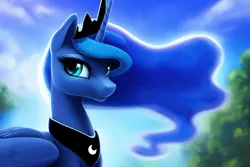 Size: 1920x1280 | Tagged: safe, derpibooru import, editor:dovakkins, machine learning generated, stable diffusion, princess luna, alicorn, pony, beautiful, bust, crown, derpibooru exclusive, ethereal mane, female, flowing mane, galaxy mane, image, jewelry, mare, peytral, png, regalia, smiling, solo