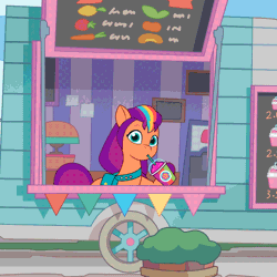 Size: 1000x1000 | Tagged: safe, derpibooru import, screencap, sunny starscout, earth pony, pony, my little pony: tell your tale, animated, brain freeze, commercial, cute, female, g5, gif, image, mare, smoothie, solo, sunnybetes