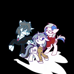 Size: 1920x1920 | Tagged: artist needed, dead source, safe, derpibooru import, oc, oc:atom willing, oc:ethan olivercine, oc:yvonne.k waverhoof, unofficial characters only, earth pony, pony, unicorn, clothes, female, hoodie, image, jpeg, male, mare, suit