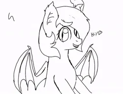 Size: 790x605 | Tagged: safe, artist:codras, oc, oc:panne, unofficial characters only, bat pony, pony, black and white, female, grayscale, image, jpeg, looking at you, mare, monochrome, simple background, solo, spread wings, white background, wings