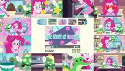 Size: 1280x721 | Tagged: safe, derpibooru import, edit, edited screencap, editor:quoterific, screencap, gummy, pinkie pie, tank, equestria girls, equestria girls series, the craft of cookies, spoiler:eqg series (season 2), cute, diapinkes, heart, heart eyes, image, jpeg, wingding eyes