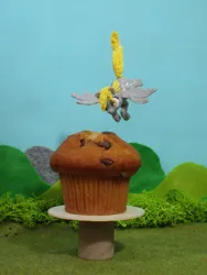 Size: 1254x1672 | Tagged: safe, alternate version, artist:malte279, derpibooru import, part of a set, derpy hooves, pony, 3d print, 3d printing pen, craft, cute, derpabetes, flying, food, image, irl, jpeg, muffin, photo, sculpture, solo, that pony sure does love muffins