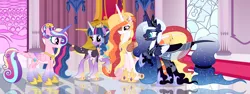 Size: 4352x1632 | Tagged: safe, artist:pastelnightyt, derpibooru import, princess cadance, princess celestia, princess luna, twilight sparkle, twilight sparkle (alicorn), alicorn, pony, alicorn tetrarchy, alternate design, base used, image, png