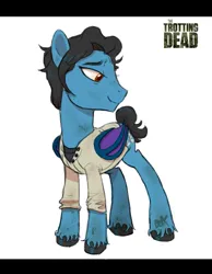 Size: 645x831 | Tagged: safe, artist:pandadox, derpibooru import, ponified, bat pony, pony, clothes, dirty, image, male, png, simple background, smiling, solo, stallion, the walking dead, unshorn fetlocks, white background