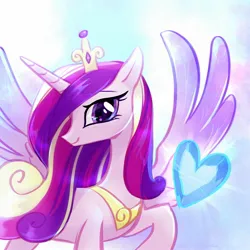 Size: 2048x2048 | Tagged: safe, artist:qwennondeathdie, derpibooru import, princess cadance, alicorn, pony, crystal heart, female, high res, image, jpeg, mare, solo, spread wings, wings