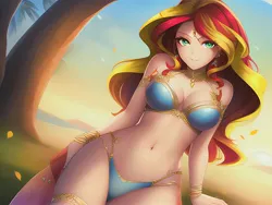 Size: 2720x2040 | Tagged: suggestive, derpibooru import, editor:sammykun, machine learning generated, sunset shimmer, human, equestria girls, bare shoulders, beautisexy, belly button, bracelet, breasts, busty sunset shimmer, clothes, female, gold, humanized, image, jewelry, jpeg, light skin, lighting, lingerie, long hair, looking at you, midriff, necklace, outdoors, pantyhose, seductive, seductive pose, sexy, shiny, sleeveless, slim, solo, stupid sexy sunset shimmer, sunlight