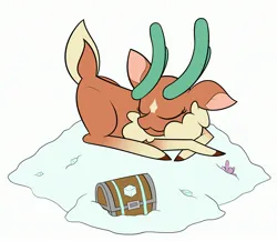 Size: 3000x2599 | Tagged: safe, artist:mrneo, derpibooru import, cashmere (tfh), deer, reindeer, them's fightin' herds, antlers, chest, community related, food, image, jpeg, pile, plushie, salt, salt chest, sleeping, solo