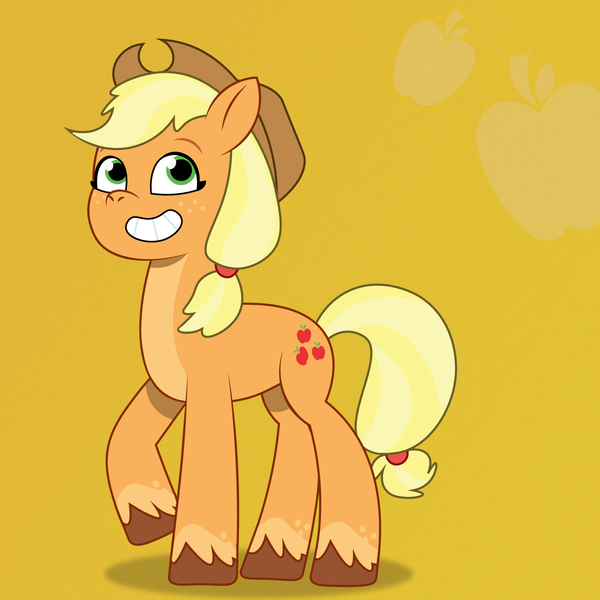 Size: 1200x1200 | Tagged: safe, artist:prixy05, derpibooru import, applejack, earth pony, pony, my little pony: tell your tale, g4, g4 to g5, g5, generation leap, image, orange background, png, simple background, solo