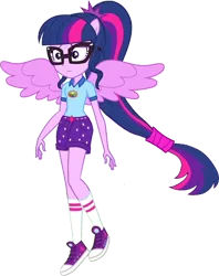 Size: 600x757 | Tagged: safe, derpibooru import, editor:incredibubbleirishguy, sci-twi, twilight sparkle, equestria girls, legend of everfree, background removed, camp everfree logo, camp everfree outfits, clothes, full view, image, png, ponied up, pony ears, ponytail, scitwilicorn, simple background, spread wings, transparent background, wings