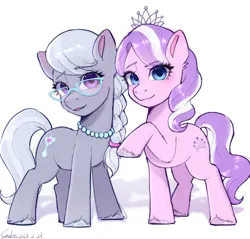 Size: 2048x1958 | Tagged: safe, artist:xiaowu07, derpibooru import, diamond tiara, silver spoon, earth pony, pony, cute, glasses, image, looking at you, png