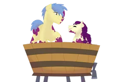 Size: 1280x854 | Tagged: safe, artist:itstechtock, derpibooru import, boysenberry, goldengrape, sir colton vines iii, pony, grape stomping, image, png, simple background, transparent background