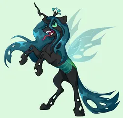 Size: 2999x2875 | Tagged: safe, alternate version, artist:sunny-side-upside-down, derpibooru import, queen chrysalis, commission, green background, image, png, simple background