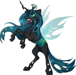 Size: 2822x2792 | Tagged: safe, alternate version, artist:sunny-synopsis, derpibooru import, queen chrysalis, commission, commissioner:reversalmushroom, image, png, simple background, solo, transparent background