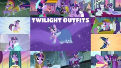 Size: 1280x720 | Tagged: safe, derpibooru import, editor:quoterific, berry punch, berryshine, lyra heartstrings, masked matter-horn, rarity, spike, twilight sparkle, twilight sparkle (alicorn), alicorn, pony, unicorn, a canterlot wedding, a royal problem, canterlot boutique, hearth's warming eve (episode), luna eclipsed, magical mystery cure, power ponies (episode), princess twilight sparkle (episode), scare master, school daze, suited for success, the last problem, winter wrap up, armor, athena sparkle, big crown thingy, clothes, coronation dress, costume, dress, element of magic, female, folded wings, gala dress, image, jewelry, mare, png, power ponies, regalia, scepter, second coronation dress, spread wings, star swirl the bearded costume, twilight scepter, unicorn twilight, wings