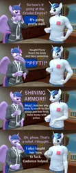 Size: 1920x4320 | Tagged: suggestive, artist:papadragon69, derpibooru import, shining armor, twilight sparkle, anthro, 3d, comic, cup, double subversion, image, implied flurry heart, implied foalcon, implied incest, implied underage, napkin, png, source filmmaker, spit take, the birds and the bees, vulgar
