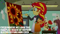 Size: 1920x1080 | Tagged: safe, derpibooru import, edit, edited screencap, editor:quoterific, screencap, sunset shimmer, velvet sky, watermelody, wiz kid, eqg summertime shorts, equestria girls, the art of friendship, doctor who, image, png