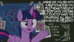 Size: 1920x1080 | Tagged: safe, derpibooru import, edit, edited screencap, editor:quoterific, screencap, twilight sparkle, twilight sparkle (alicorn), alicorn, sparkle's seven, chalkboard, doctor who, image, png, solo