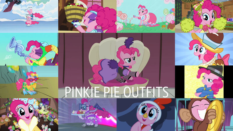 Size: 1280x721 | Tagged: safe, derpibooru import, editor:quoterific, chancellor puddinghead, fili-second, pinkie pie, spirit of hearth's warming presents, a hearth's warming tail, all bottled up, dragonshy, hearth's warming eve (episode), luna eclipsed, over a barrel, scare master, school raze, suited for success, testing testing 1-2-3, the crystal empire, winter wrap up, animal costume, chicken pie, chicken suit, clothes, costume, cymbal monkey, dress, flugelhorn, gala dress, ice skating, image, jpeg, musical instrument, party horn, pinkie puffs, power ponies, rapper pie, saloon dress, saloon pinkie, sunglasses