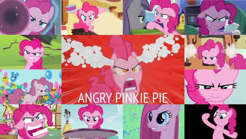 Size: 1280x721 | Tagged: safe, derpibooru import, editor:quoterific, pinkie pie, magic duel, mmmystery on the friendship express, party of one, pinkie pride, rock solid friendship, secret of my excess, secrets and pies, the cutie map, the ending of the end, the last roundup, the maud couple, the return of harmony, too many pinkie pies, angry, image, png