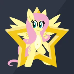Size: 1200x1200 | Tagged: safe, artist:tridashie, derpibooru import, fluttershy, pegasus, pony, advertisement, advertisement in description, belly button, bipedal, female, full body, image, looking at you, mare, pale belly, png, redbubble, simple background, smiling, smiling at you, solo, stars, teepublic