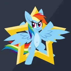 Size: 1200x1200 | Tagged: safe, artist:tridashie, derpibooru import, rainbow dash, pegasus, pony, advertisement, advertisement in description, belly button, bipedal, eye clipping through hair, female, full body, image, looking at you, mare, pale belly, png, redbubble, simple background, smiling, smiling at you, solo, stars, teepublic