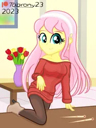 Size: 914x1213 | Tagged: safe, artist:tabrony23, derpibooru import, fluttershy, human, equestria girls, beautiful, breasts, busty fluttershy, clothes, cosplay, costume, crossover, cute, female, high res, image, looking at you, patreon, patreon logo, png, shoes, show accurate, smiling, smiling at you, solo, solo female, spy x family, yor forger