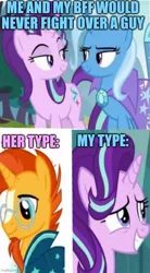 Size: 500x906 | Tagged: safe, derpibooru import, starlight glimmer, sunburst, trixie, best friends, fanon, grin, image, jpeg, love, meme, my little pony, nervous, nervous grin, smiling