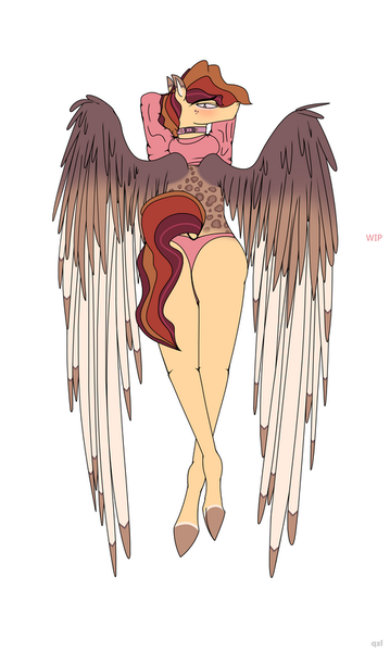 Size: 527x881 | Tagged: questionable, artist:qzlarts, derpibooru import, oc, oc:randolf shields, unofficial characters only, anthro, pegasus, butt, image, png, simple background, solo, white background, wings