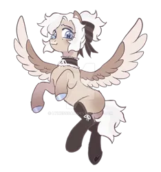 Size: 1280x1366 | Tagged: safe, artist:lynesssan, derpibooru import, oc, oc:lottie, unofficial characters only, pegasus, pony, choker, clothes, deviantart watermark, female, image, mare, obtrusive watermark, png, simple background, socks, solo, transparent background, watermark