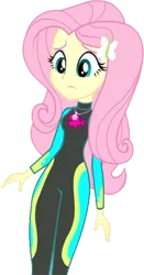 Size: 1316x2520 | Tagged: safe, artist:homersimpson1983, derpibooru import, edit, edited screencap, screencap, fluttershy, blue crushed, equestria girls, equestria girls series, background removed, clothes, female, fluttershy's wetsuit, image, not a vector, png, simple background, solo, swimsuit, transparent background, wetsuit