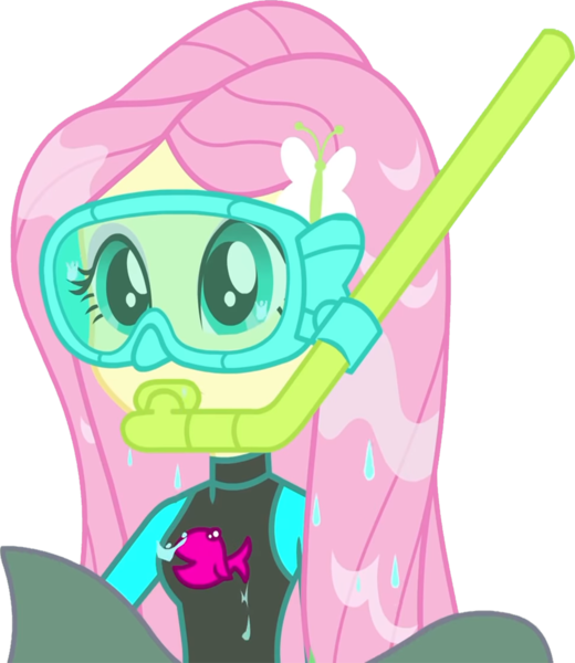 Size: 2184x2520 | Tagged: safe, artist:homersimpson1983, derpibooru import, edit, edited screencap, screencap, fluttershy, equestria girls, equestria girls series, forgotten friendship, background removed, clothes, dive mask, female, fluttershy's wetsuit, goggles, image, not a vector, png, simple background, snorkel, solo, swimsuit, transparent background, wet hair, wetsuit