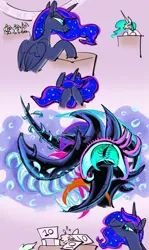 Size: 3161x5297 | Tagged: semi-grimdark, artist:ja0822ck, derpibooru import, princess celestia, princess luna, alicorn, pony, image, making faces, png