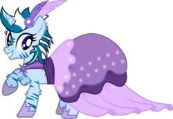 Size: 2347x1614 | Tagged: safe, artist:thunderdasher07, derpibooru import, oc, oc:masara, hybrid, zebra, zebracorn, alternate hairstyle, clothes, dress, ear fluff, gala dress, image, png, shoes, simple background, smiling, solo, transparent background, vector, zebra oc