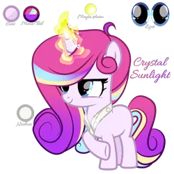 Size: 2048x2048 | Tagged: safe, artist:harmonyvitality-yt, derpibooru import, oc, oc:crystal sunlight, unofficial characters only, pony, unicorn, base used, female, glow, glowing horn, horn, image, mare, offspring, parent:princess cadance, parent:shining armor, parents:shiningcadance, png, raised hoof, simple background, solo, transparent background, unicorn oc