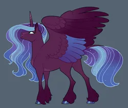 Size: 1024x867 | Tagged: safe, artist:loryska, derpibooru import, oc, alicorn, pony, female, image, jpeg, magical lesbian spawn, mare, offspring, parent:princess luna, parent:tempest shadow, parents:tempestluna, simple background, solo