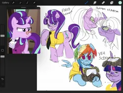 Size: 2048x1536 | Tagged: safe, artist:trixieacc06, derpibooru import, rainbow dash, snowfall frost, starlight glimmer, twilight sparkle, pegasus, pony, unicorn, breaking bad, clothes, crossover, glasses, goggles, image, jpeg, sketch, smiling