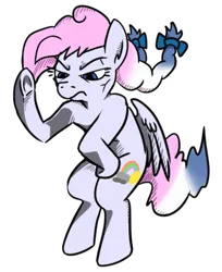 Size: 407x498 | Tagged: safe, artist:jargon scott, derpibooru import, oc, oc:heavy weather, pegasus, angry, bow, hair bow, image, jojo pose, jojo reference, jojo's bizarre adventure, pegasus oc, pigtails, png, simple background, transparent background, wings