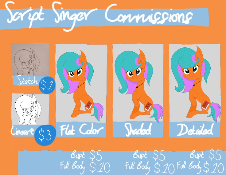 Size: 736x569 | Tagged: safe, artist:script singer, derpibooru import, earth pony, pony, advertisement, commission info, image, png