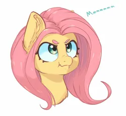 Size: 1000x919 | Tagged: safe, artist:inkypuso, derpibooru import, fluttershy, pegasus, pony, angry, beanbrows, bust, cute, ear fluff, eyebrows, female, grumpy, image, jpeg, madorable, mare, nose wrinkle, portrait, scrunchy face, shyabetes, simple background, solo, white background
