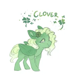 Size: 2289x2257 | Tagged: safe, artist:pinekelpiano, derpibooru import, oc, oc:clover shy, unofficial characters only, pegasus, pony, clover, female, filly, foal, four leaf clover, freckles, image, magical lesbian spawn, offspring, parent:fluttershy, parent:tree hugger, parents:flutterhugger, png, simple background, solo, white background