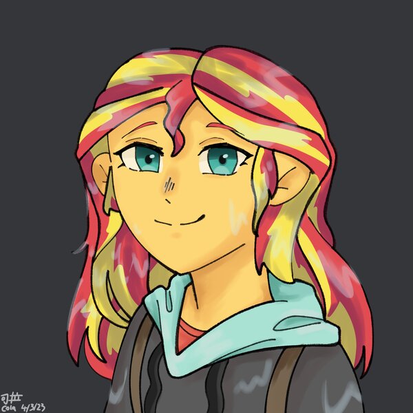 Size: 2048x2048 | Tagged: safe, artist:cola_3107, derpibooru import, sunset shimmer, equestria girls, female, image, jpeg, smiling, solo