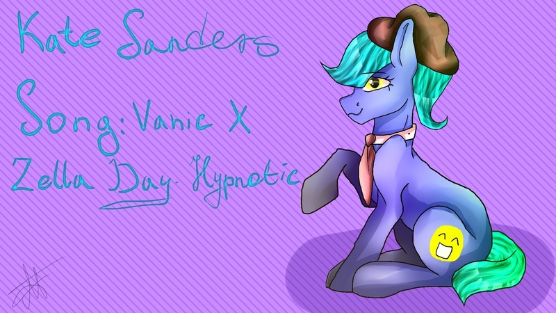 Size: 1280x720 | Tagged: safe, derpibooru import, oc, oc:kate, earth pony, pony, hat, image, jpeg, purple, sitting, smiling