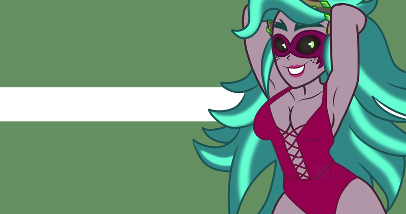 Size: 4096x2160 | Tagged: suggestive, artist:milkyboo898, derpibooru import, gaea everfree, gloriosa daisy, human, equestria girls, legend of everfree, absolute cleavage, breasts, cleavage, image, png, solo, wallpaper