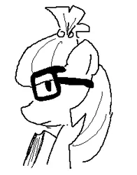 Size: 238x304 | Tagged: safe, artist:bbpanzu, derpibooru import, moondancer, pony, unicorn, book, bust, glasses, image, looking at you, monochrome, png, side view, sketch, solo