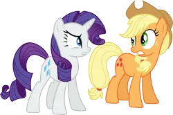 Size: 4521x3000 | Tagged: safe, artist:cloudyglow, derpibooru import, applejack, rarity, three's a crowd, image, png, vector