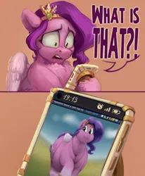 Size: 2500x3030 | Tagged: safe, artist:jewellier, artist:lupin quill, derpibooru import, pipp petals, pegasus, pony, derpibooru, my little pony: a new generation, spoiler:my little pony: a new generation, adipipp, belly, big belly, butt, chest fluff, chubby cheeks, derpibooru exclusive, double chin, fat, fat fetish, female, fetish, flabby chest, g5, high res, hoof hold, image, large butt, lineless, mare, meme, meta, mobile phone, neck roll, obese, phone, pinpoint eyes, pipp petals is not amused, plot, png, reaction image, shocked, shocked expression, solo, speech, talking, template, text, unamused, unshorn fetlocks