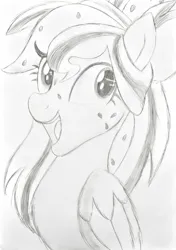 Size: 2268x3222 | Tagged: safe, artist:sjart117, derpibooru import, oc, oc:watermelana, unofficial characters only, pegasus, pony, bust, doodle, drawing, female, freckles, image, mare, monochrome, pegasus oc, photo, png, portrait, simple background, sketch, smiling, solo, traditional art, white background, wings